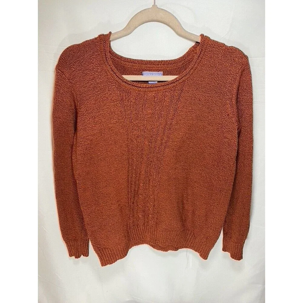 Laura Scott Sweater Womens‎ Large Orange Round Neck Long Sleeve Pullover Ladies.